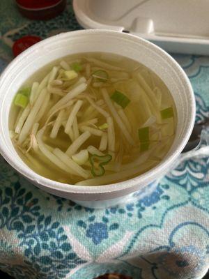 Wonton soup they scared to add enough green onions