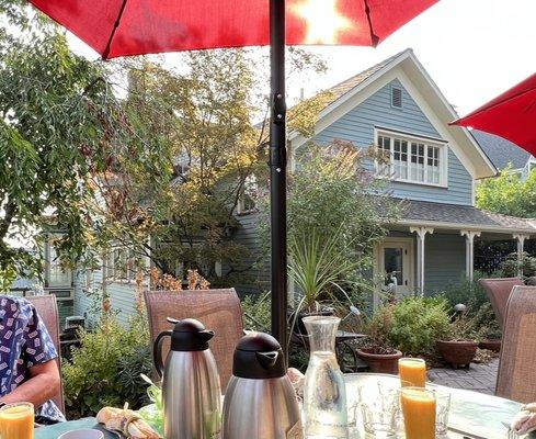 Breakfast on the patio was an anticipated event each morning.