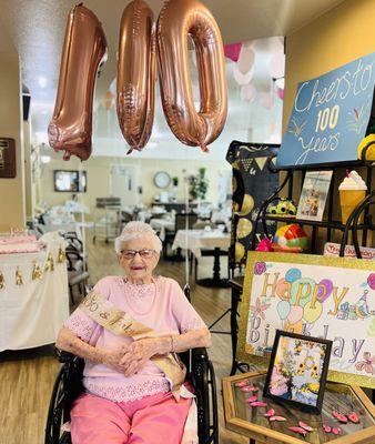 Please help us send a very happy birthday to Emma! She is 100 years young! Raise your glasses and slice into that delicious cake as we toast