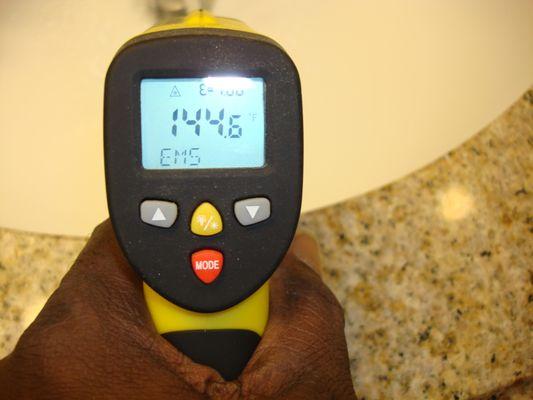 We check your hot water temperature on every inspection.