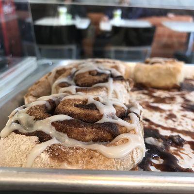 Cinnamon roll. Our most popular item. Can be preordered for a Saturday pick up baked or in a 'take and bake' frozen container