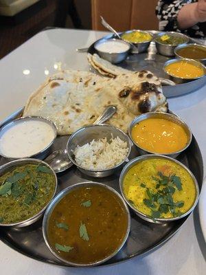 Vegetarian Thali. Good way to sample many items.