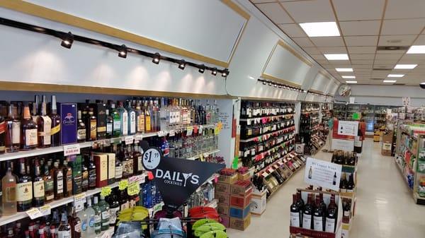 Look at this huge selection of wine and spirits!.