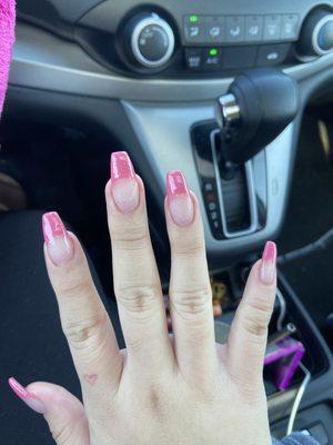 Pink frenchies with glitter