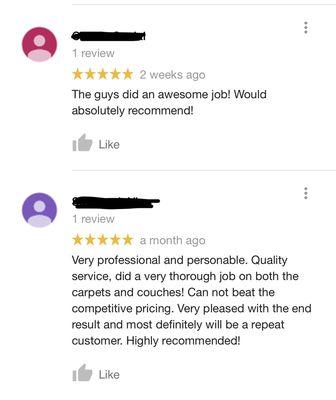 5 star reviews!