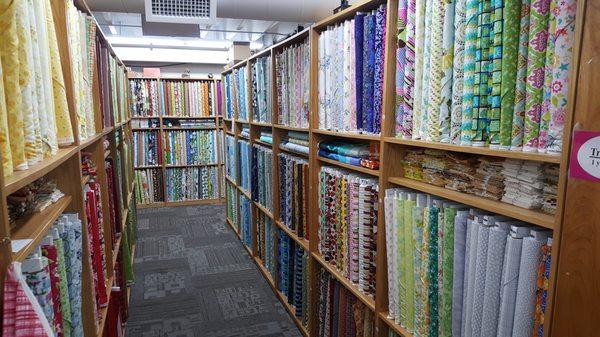 One of our rows of fabric at Mulqueen Sewing & Fabric