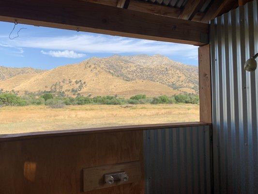 Hot showers with a view at the campground.