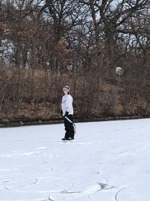 Once every few years the ice freezes with little or no snow and you can ice skate across and around the entire Silver Lake.