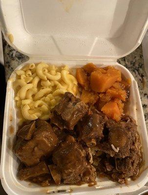 Oxtails with The Ultimate Mac and Cheese, & Candied Yams