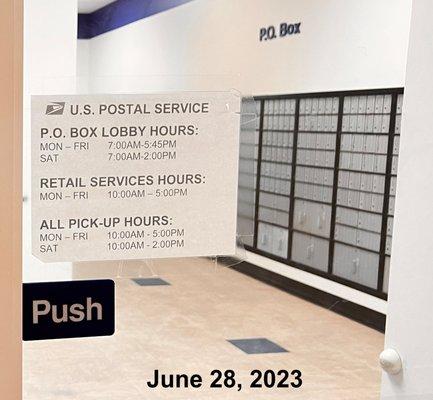 Posted hours as of June 2023.