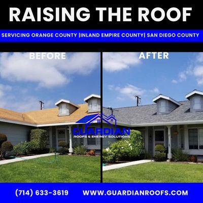 Another happy roofing! Before & After. Schedule your roofing appointment today with roofing experts Guardian Roofs (714) 633-3619