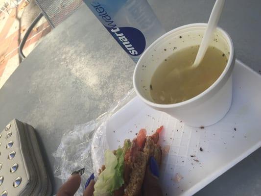 Best lunch;) half a blt and chicken noodle soup