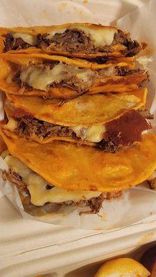 $22 for 4 quesabirria tacos. Fully loaded w cheese n meat. This can easily feed 2 ppl