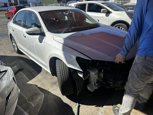 My Passat as they repair the front end