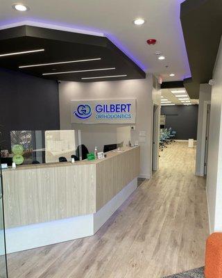 This is our front desk at the NEW Gilbert Orthodontics.