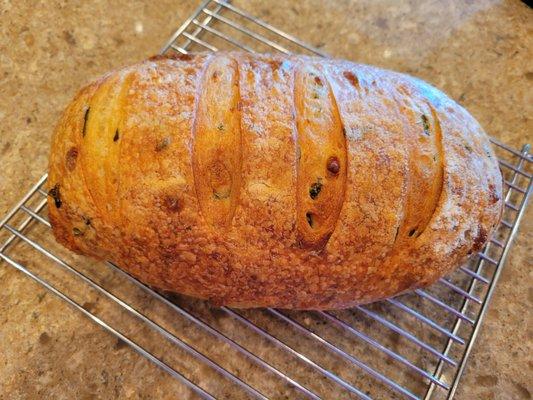 Gorgeous jalapeno cheddar sourdough loaf