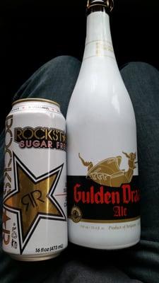 Beer and Rockstar start your day off right