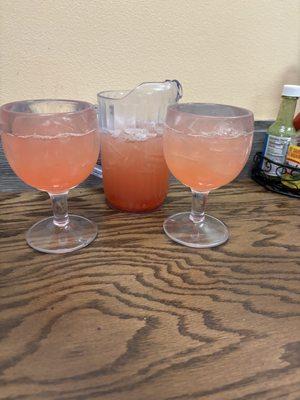 Strawberry margaritas on the rocks