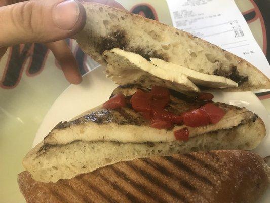 Panini with grilled chicken and tomatoes