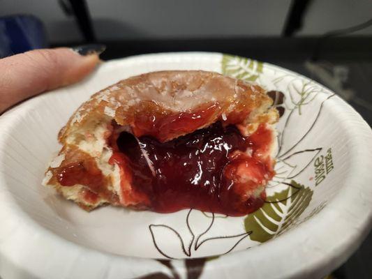 Cross-section of a cherry paczki