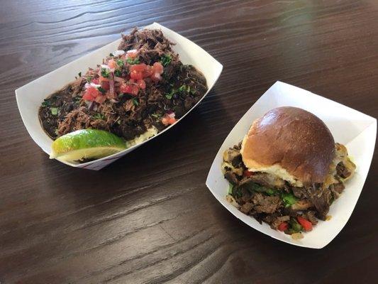 Beef bowl and philly slider