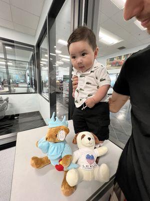 Auntie Renna and Tommy gift baby n stuffed animal and made his day! Thank you for taking care of our vehicles.