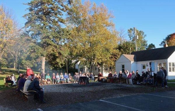 Fish boil in progress and the cottages in the  background are Edgewater Resort properties.