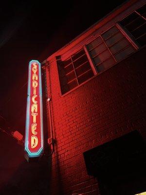 Outside neon light sign