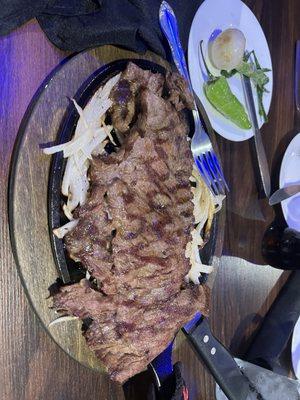 Steak with rice and beans