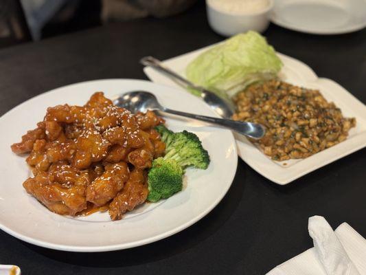 M7. Sesame Chicken and M20.chicken with lettuce wrap