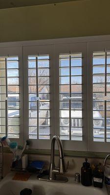 Kitchen window also opens up, it's convenient to close a portion of the light out with my split shutters