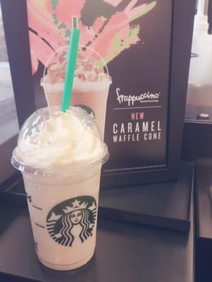 Mini frap! So cute. Caramel waffle cone is delicious :3