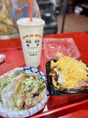 Adobada Tacos and Small Adobada Fry