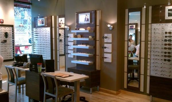 The interior of the office has a boutique feel, with the latest fashion and designer frames available.