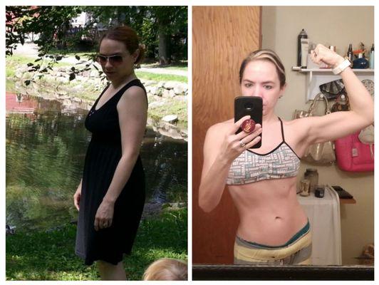 Post-partum weight loss transformation.