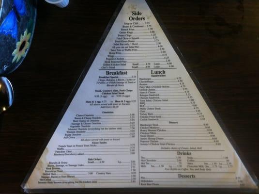 Triangle Cafe menu