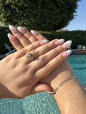 Gold/Diamond wedding ring, and gold bracelet.