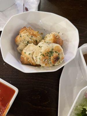 Garlic knots (minus one I tucked right into)!