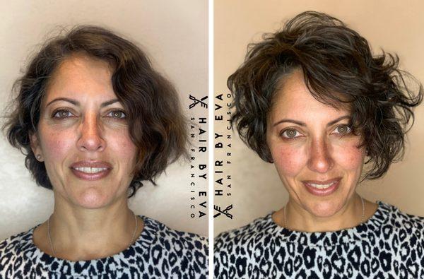 Before and after haircut by Eva Rodriguez.