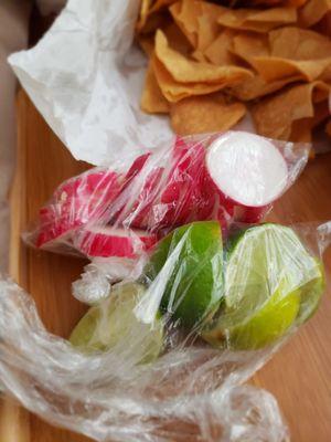 Limes and radishes. Radishes! A must for any genuine Mexican spot!!