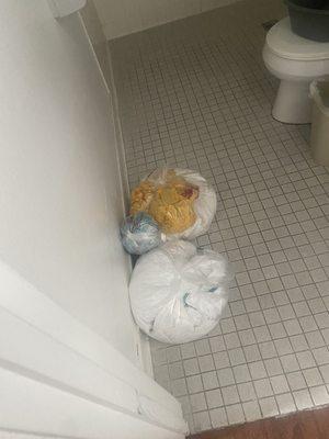 CNAs just dumped dirty clothes/towels in the bathrooms