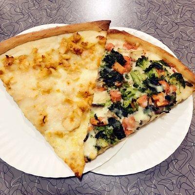 Chicken Pizza | Veggie Pizza (Broccoli, Tomato, Mushrooms, Onion)