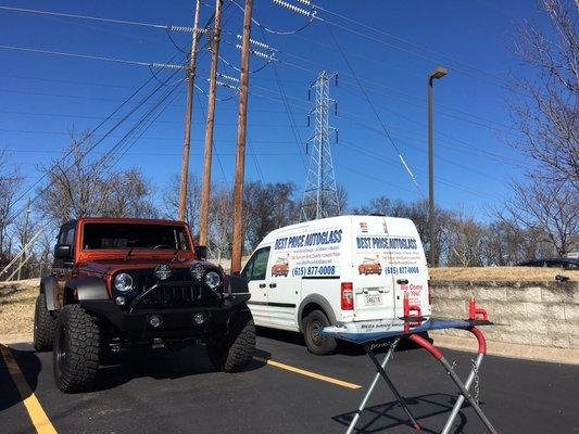 16 Jeep Wrangler front windshield replacement