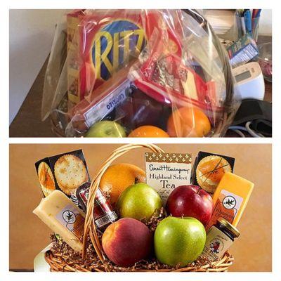 1-800-MEDIOCRE Ritz crackers, sliced deli cheese, and chorizo are now "gourmet" and $84 for a basket!