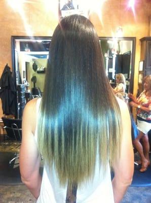 Ombré color, Brazilian Blowout and Extensions