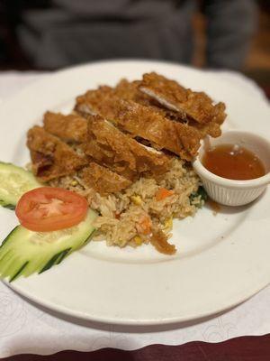 Thai fried chicken with Thai fried rice