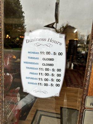 Business hours Jan 2023