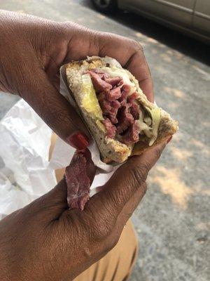 Pastrami sandwich on rye