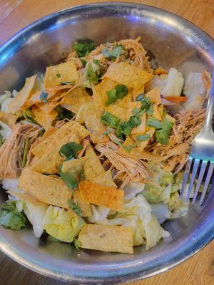 Shredded chicken salad minus cheese.