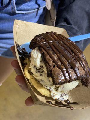 Build your own ice cream sandwich with a cookie and a brownie